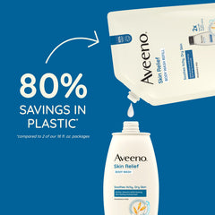 Aveeno Skin Relief: piel sensible recibiendo cuidado suave diario.
