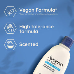 Aveeno Skin Relief Shampoo packaging showcases skin-balanced scalp protection