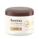 Aveeno crema de noche tono y textura renovadora en botella para exfoliar suavemente y nutrir