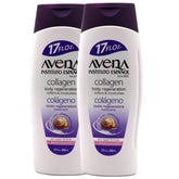 Avena Instituto Espanol muestra el empaque con dos botellas para uso diario.