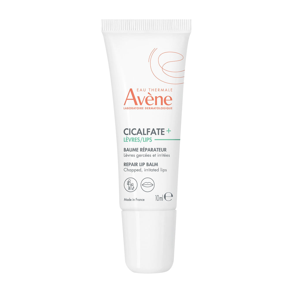 Avène Cicalfate Restorative Lip Cream tube applied for moisture relief.
