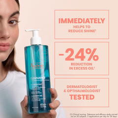 Avène Cleanance Cleansing Gel application on skin; controls oil without drying