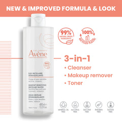 Avène Micellar Lotion on a cotton pad for gentle makeup removal.