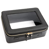 Aveniee Clear Makeup Bag Organizer in black, designed for easy access and stylish display.