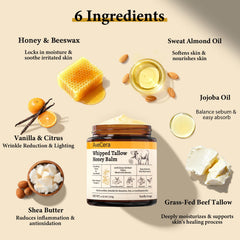 AveCera Tallow Balm texture being scooped—melts on contact for quick hydration