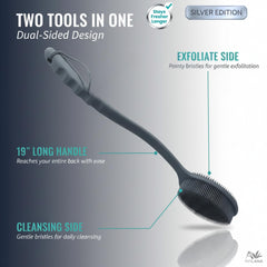 Avilana dual-sided back scrubber provides exfoliation and massage.