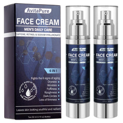 AVITAPURE 6-in-1 face cream pump bottle delivering quick-absorbing hydration for men
