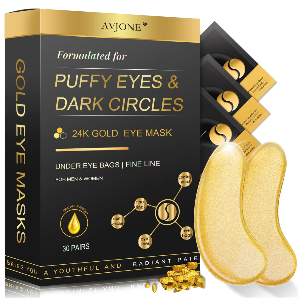 AVJONE parches de ojos 24K oro para contorno suave y mirada radiante.