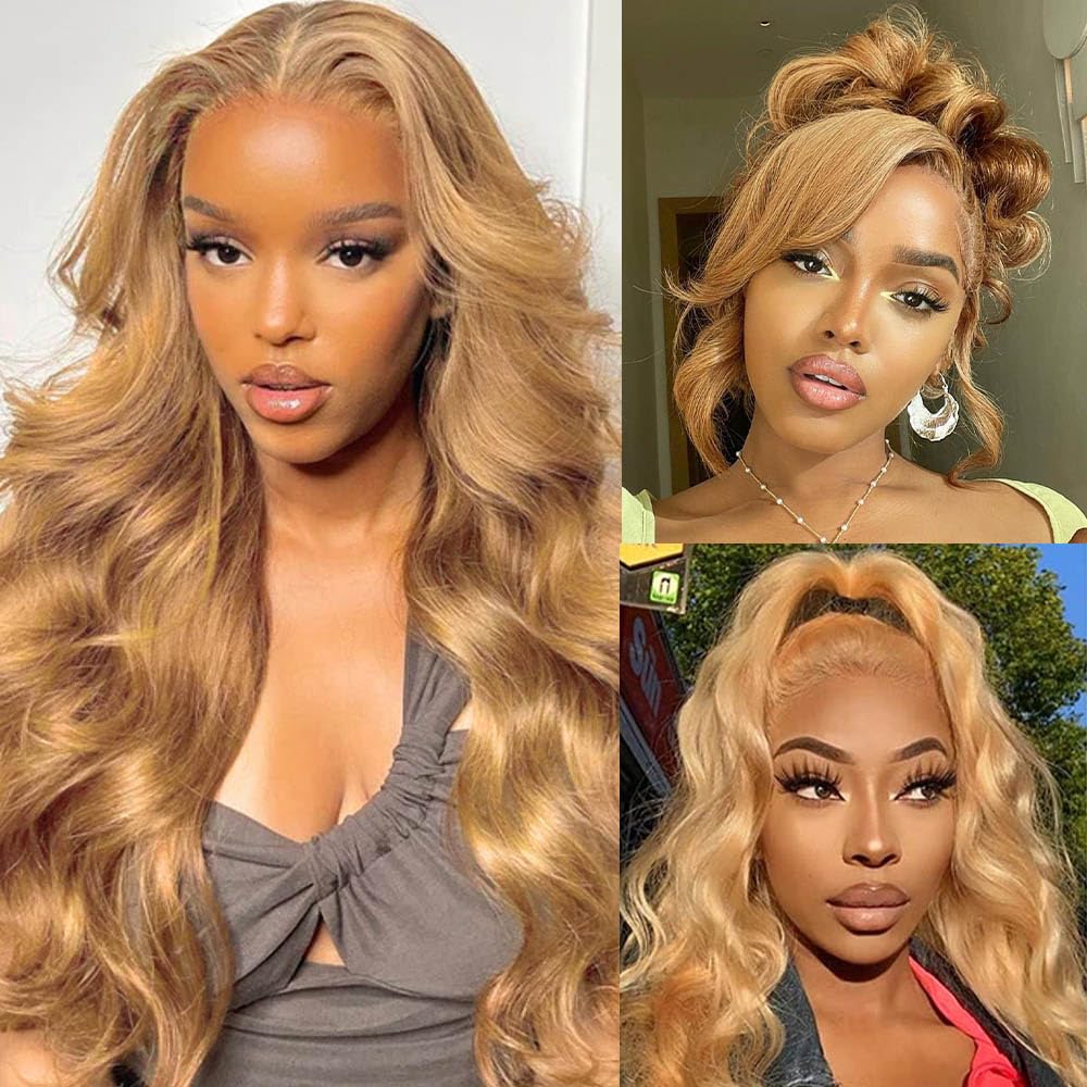 Avolo honey blonde HD lace front wig front view showing natural hairline and volume.