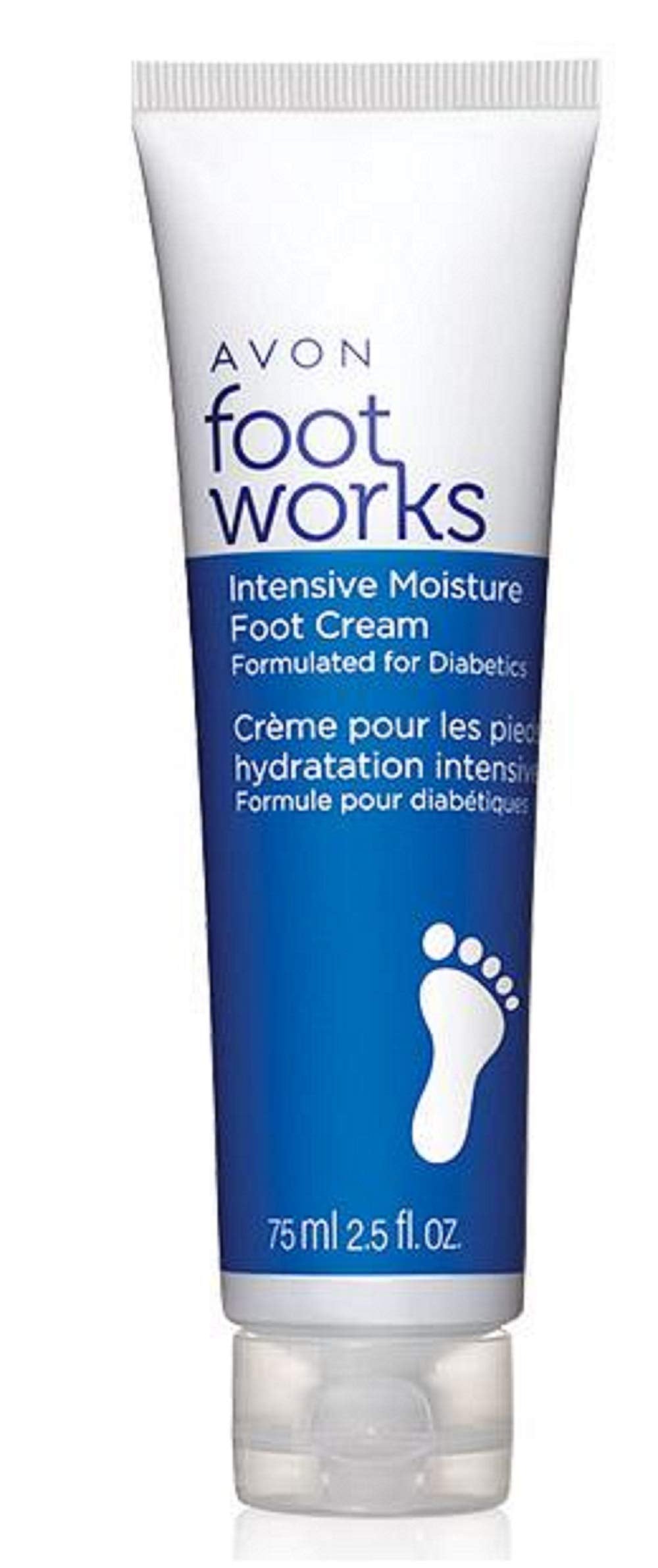 AVON Foot Works Intensive Moisture Foot Cream bottle for hydrated feet.