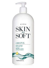 AVON Skin So Soft Original bottle pump for long-lasting moisture and easy application.