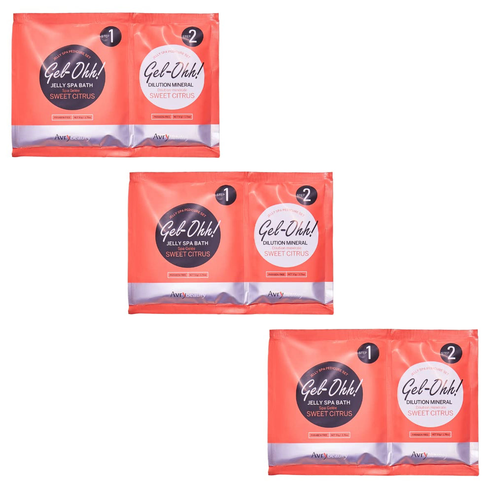 AVRYBEAUTY Gel-Ohh Jelly Spa Pedicure cítrico fragancia para elevar el ánimo y la piel suave.