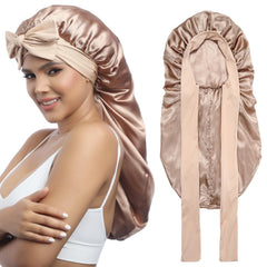 AWAYTR bonete satin doble capa para dormir protege el cabello y reduce la fricción