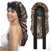 AWAYTR bonete de satén largo para mujer, vista frontal, protege el cabello al dormir