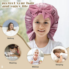 AWAYTR satin bonnet with elastic edge protects scalp and prevents marks