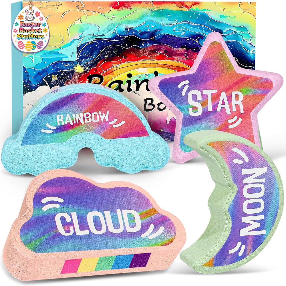 AWKUWA rainbow bath bombs for kids set with five-color fizz for playful baths.