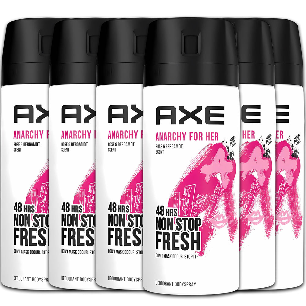AXE Anarchy for Her six-pack deodorant spray bottles for all-day freshness