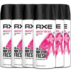 AXE Anarchy for Her six-pack deodorant spray bottles for all-day freshness