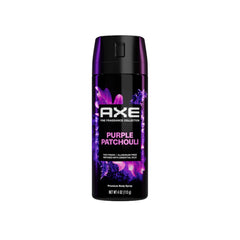 AXE Purple Patchouli bottle shows citrus and oak notes for everyday freshness.