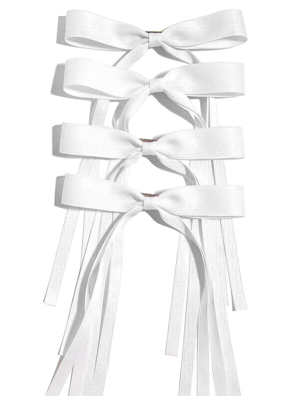 Ayesha white hair bows with long tails clip securely for all-day wear.