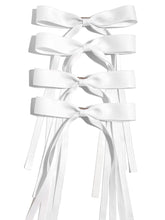 Ayesha white hair bows with long tails clip securely for all-day wear.