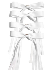 Ayesha white hair bows with long tails clip securely for all-day wear.