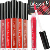 AZEN 6-pack lip gloss bulk set with varied colors for all-day shine and hydration.