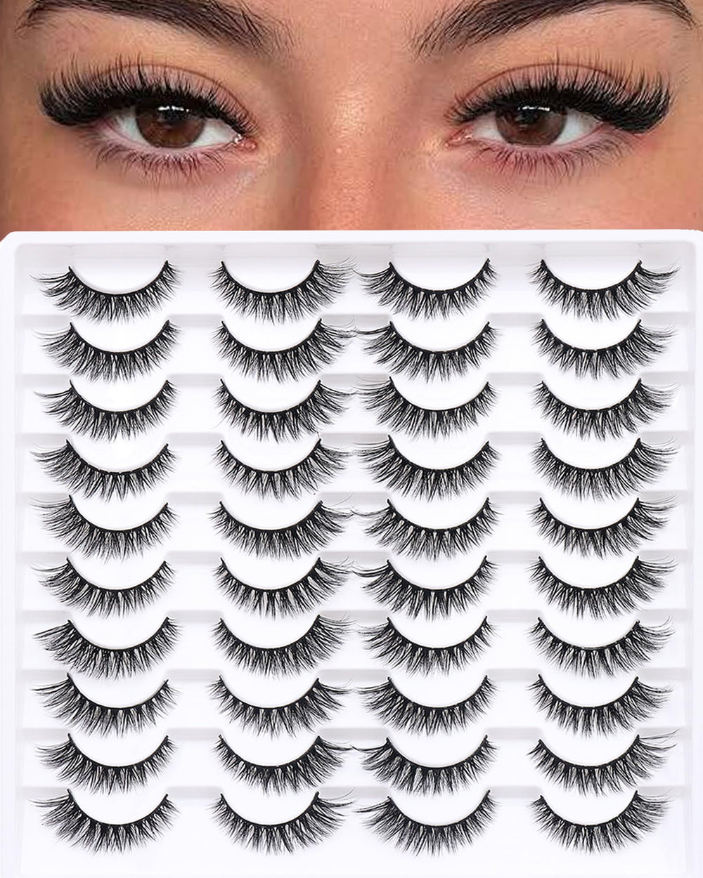 Azenlo false eyelashes wispy 14mm cat-eye for natural daily enhancement.