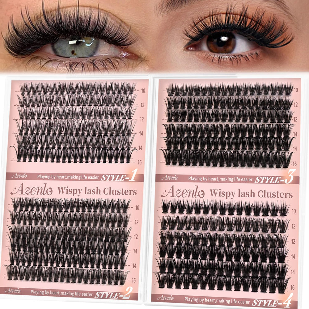 Azenlo Wispy Lash Clusters 30D-80D close-up for natural fullness.