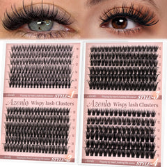 Azenlo Wispy Lash Clusters 30D-80D close-up for natural fullness.