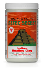 Aztec Secret Indian Healing Clay jar close-up for deep pore cleansing ritual.