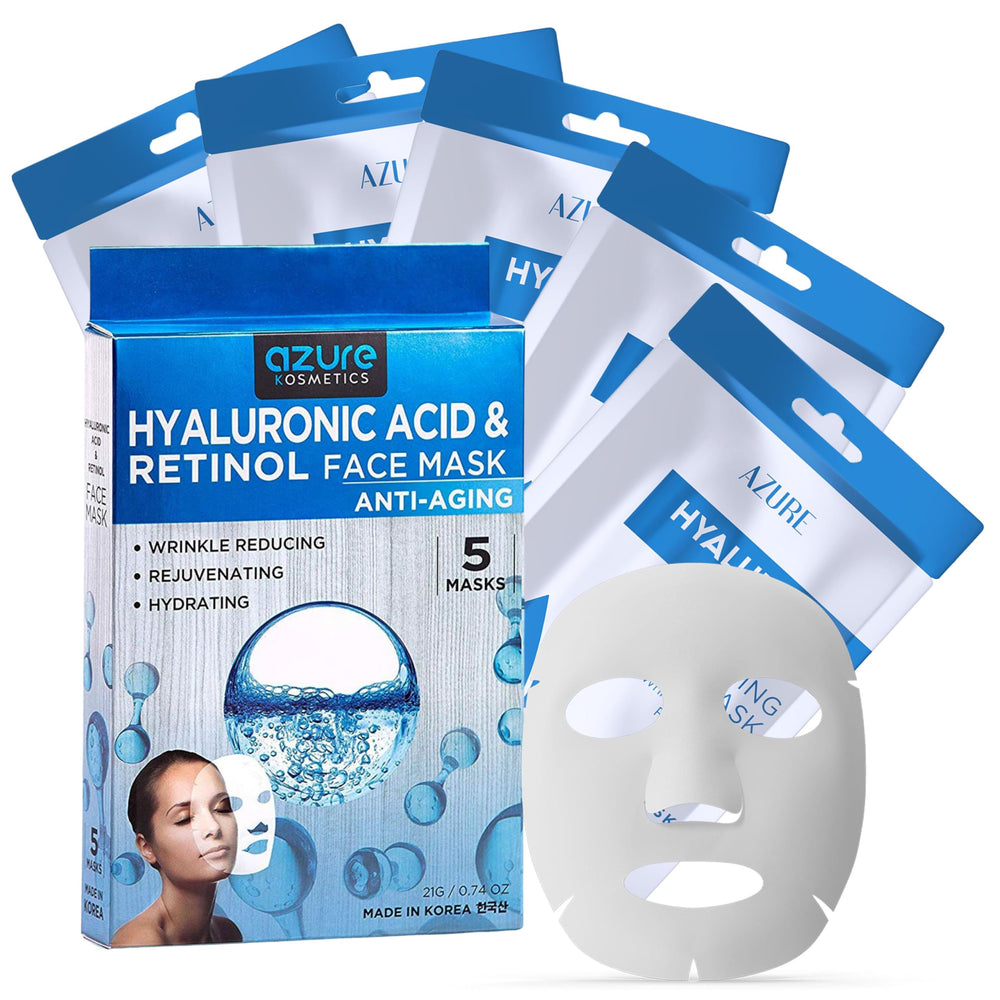 Azure Cosmetics mascarilla facial con ácido hialurónico y retinol para hidratación profunda.