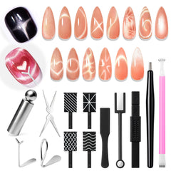 AzureBeauty cat eye magnet set 14pcs showcasing versatile cat eye nail effects.