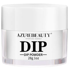 AZUREBEAUTY clear dip powder bottle showing crystal finish for durable nails.