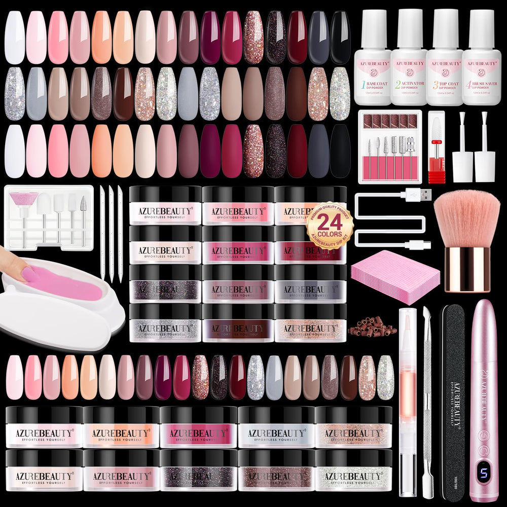 AzureBeauty dip powder 24 colors palette for versatile at-home nails and salon-grade shine