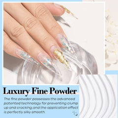 Close-up of AZUREBEAUTY dip powder jar showing premium packaging