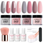 AZUREBEAUTY Dip Powder Nail Kit: cuatro colores suaves para uñas duraderas y naturales.