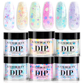 AZUREBEAUTY set de polvo para uñas con seis colores, acabado natural y brillo duradero.
