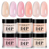 AZUREBEAUTY Dip Powder Set 6 Pcs with translucent nude pink shades for natural-looking nails.
