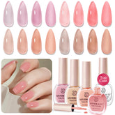 AZUREBEAUTY Jelly Set muestra cuatro colores translúcidos para un acabado natural.