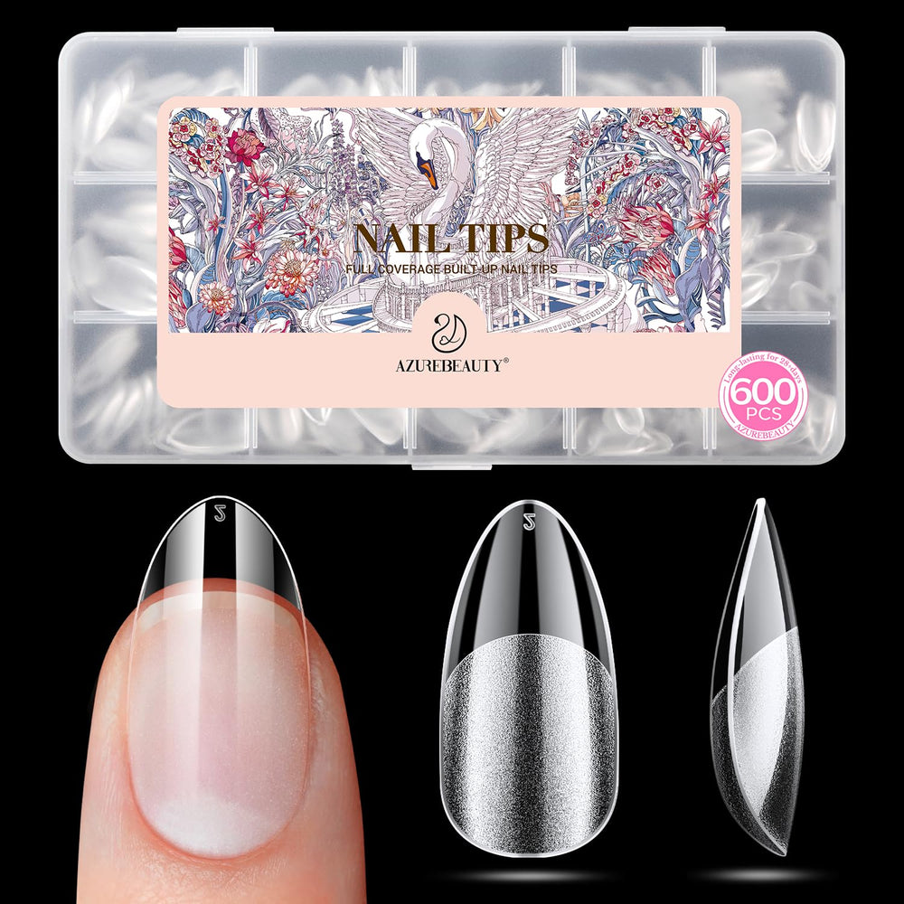 AZUREBEAUTY short almond nail tips pre-etched for quick, secure application