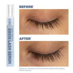 BABE ORIGINAL Renewing Lash Serum brush showing precise, easy application for fuller lashes.