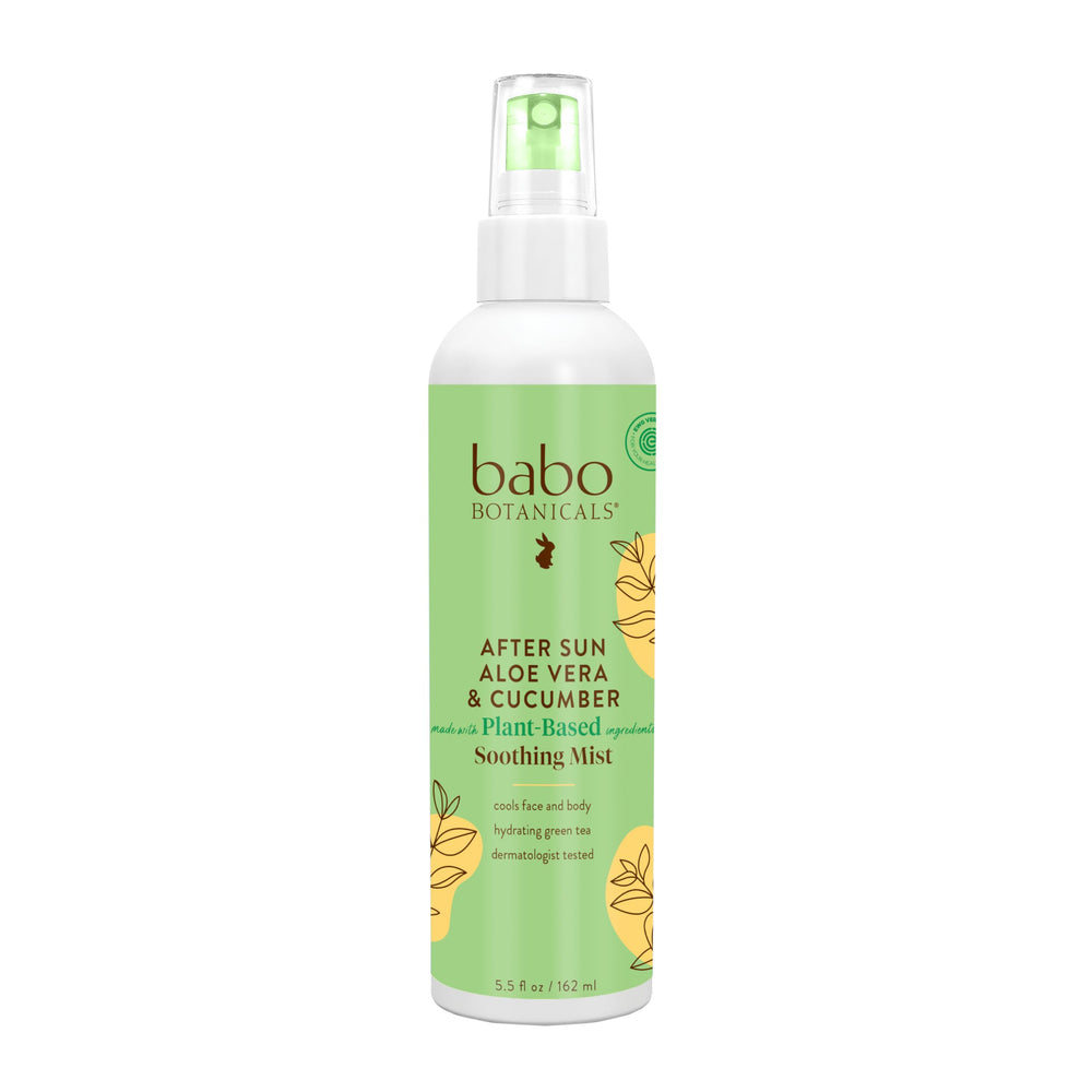 Babo Botanicals After Sun Mist: botella con aloe y pepino para hidratación suave