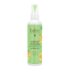 Babo Botanicals After Sun Mist: botella con aloe y pepino para hidratación suave