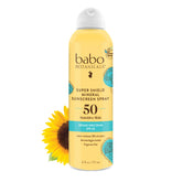 Protector solar mineral SPF50 de Babo Botanicals en spray para cara y cuerpo
