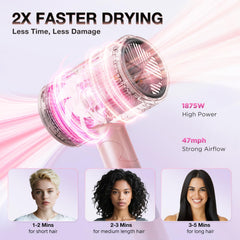 BABONIR hair dryer with diffuser attachment for curl definition and frizz control