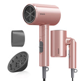 BABONIR Ionic Diffuser Hair Dryer front view in pink, compact design ideal for travel