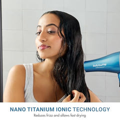 BaBylissPRO Nano Titanium Hair Dryer back view, balanced weight for comfortable use