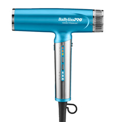 BaBylissPRO Nano Titanium Light ionic hair dryer with diffuser for smooth, frizz-free results.