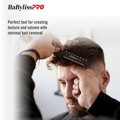 BaBylissPRO texturizing comb in use creates free, choppy texture
